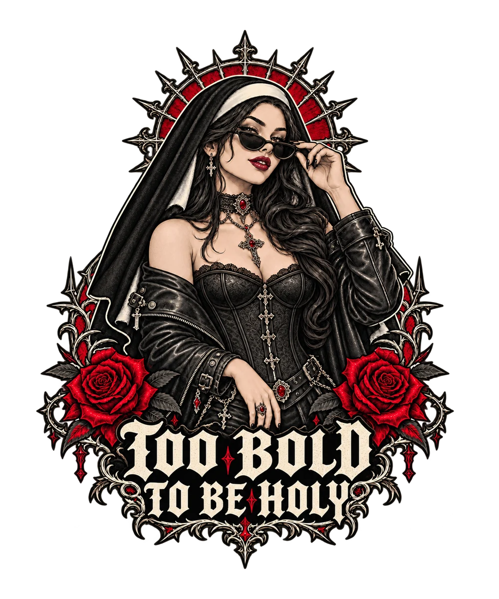 Gothic-Design in Schwarz, Elfenbein und Rot: Too Bold to Be Holy