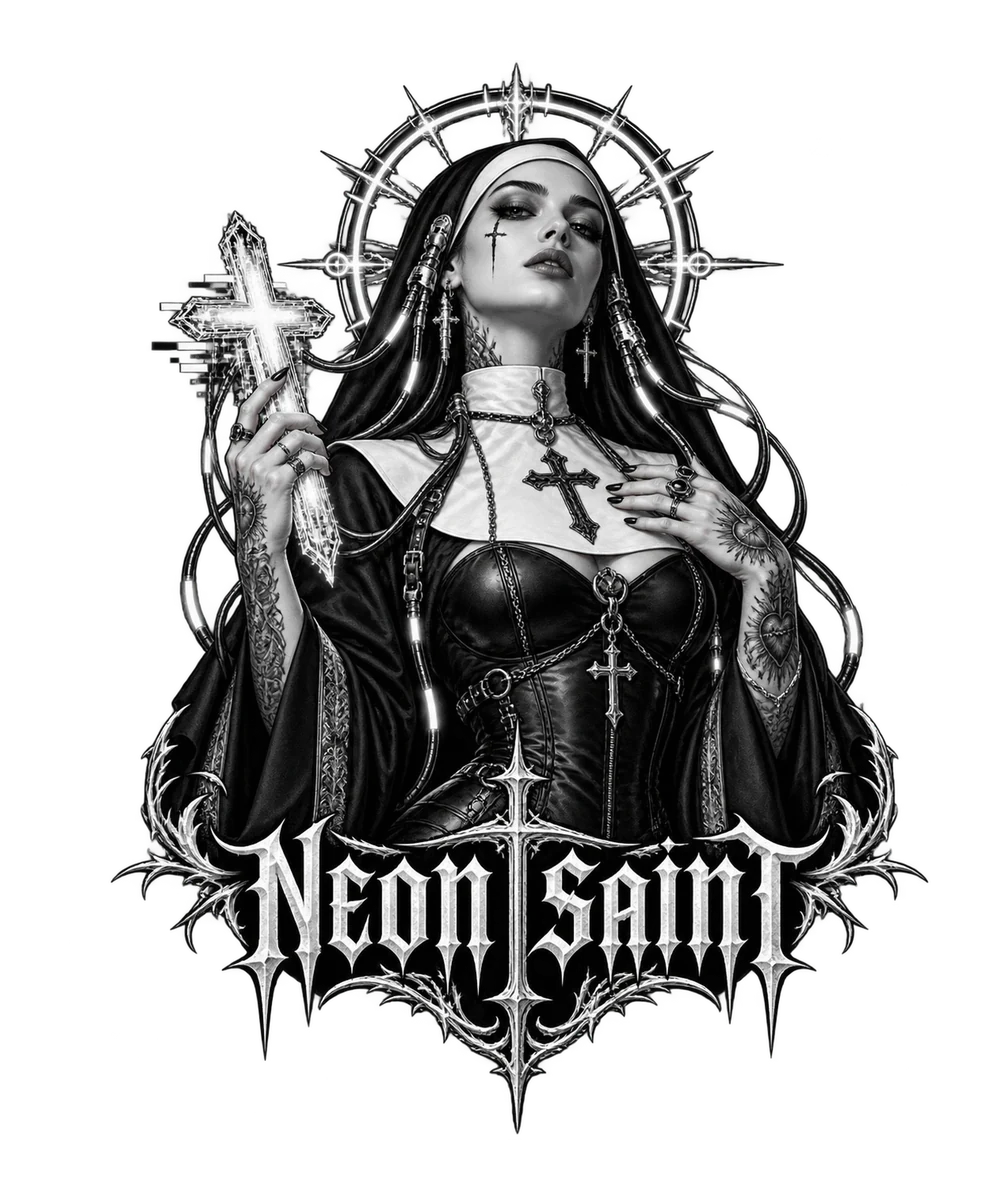 Cyber-Gothic-Design: Neon Saint