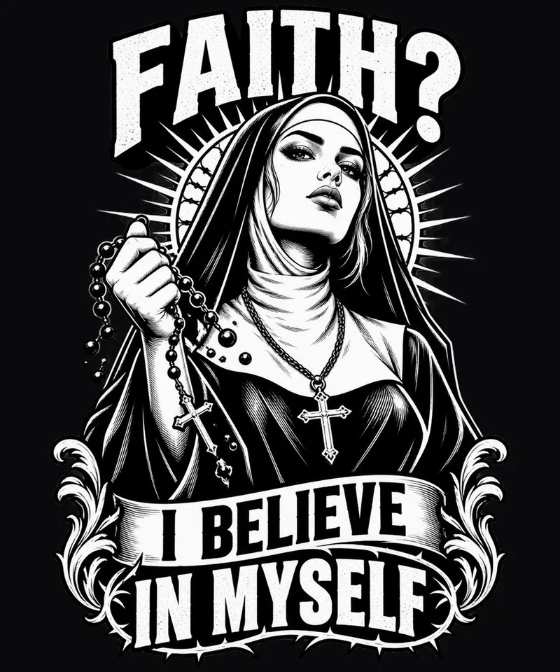 Schwarz-weißes Digitaldesign: Faith I Believe In Myself