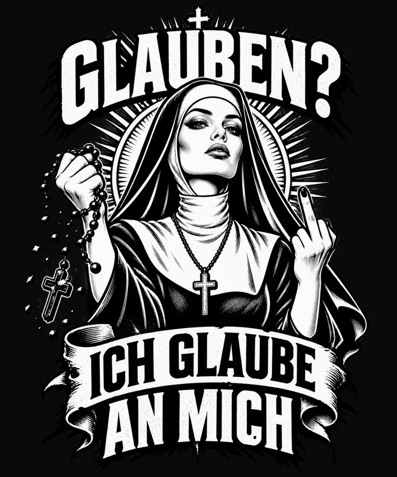 Schwarz-weißes Digitaldesign: Glauben Ich Glaube An Mich