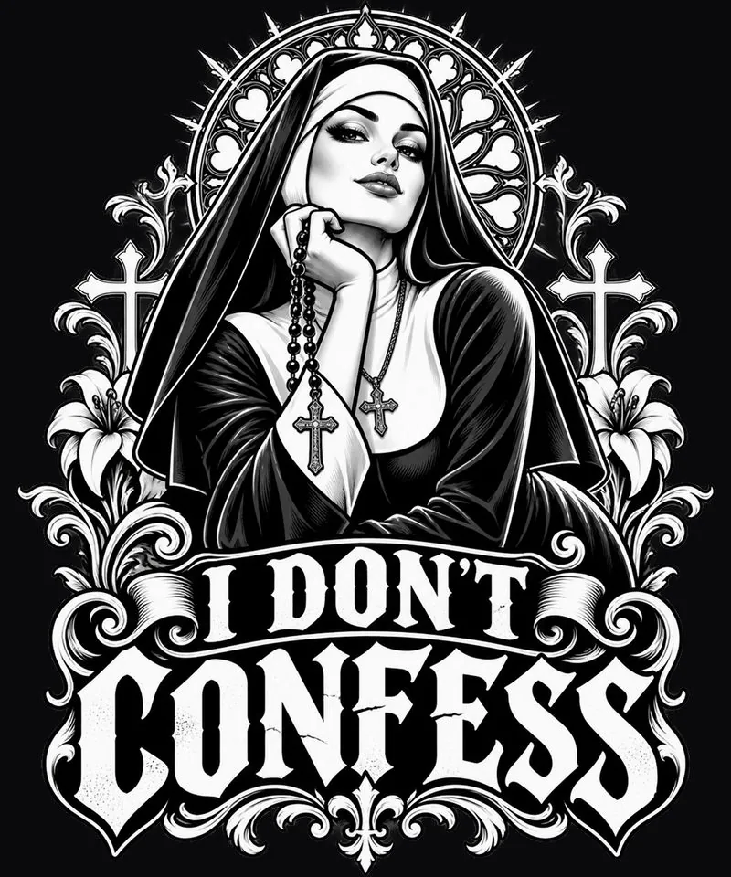 Schwarz-weißes Digitaldesign: I Dont Confess