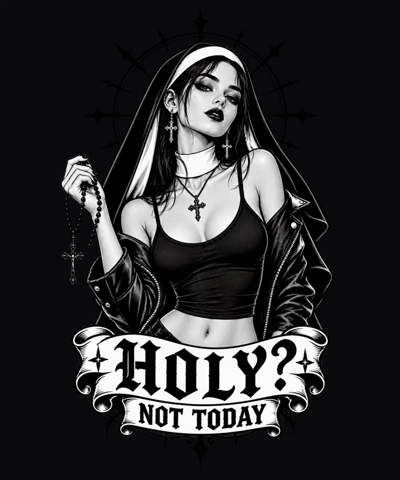 Schwarz-weißes Digitaldesign: Holy Not Today