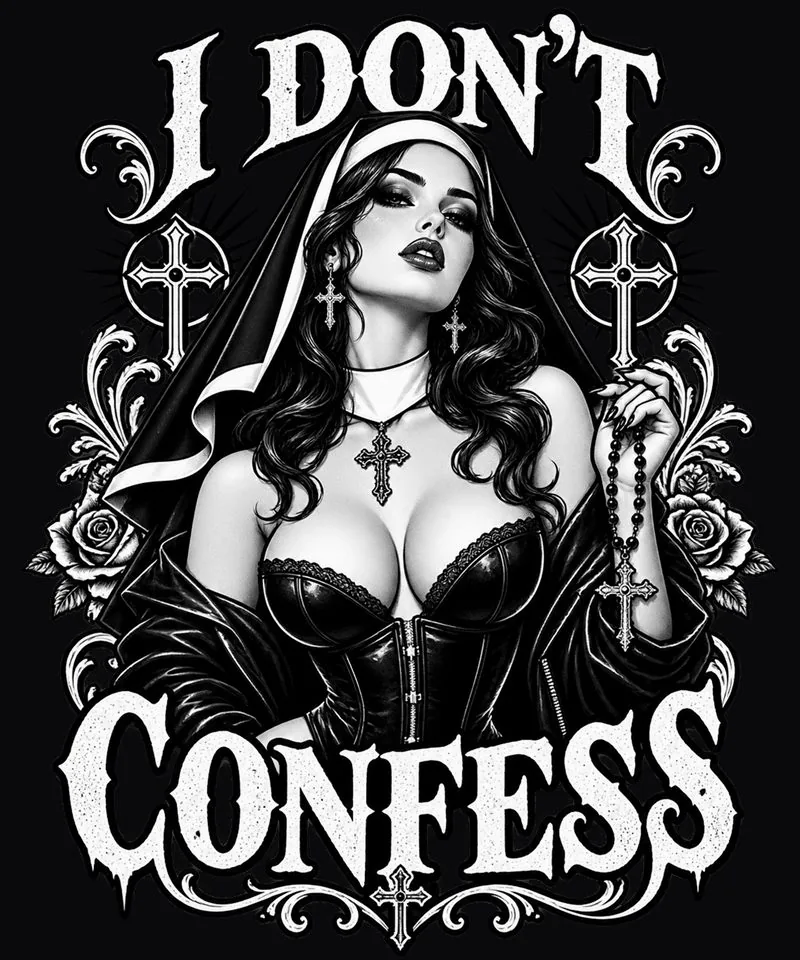 Schwarz-weißes Digitaldesign: I Dont Confess